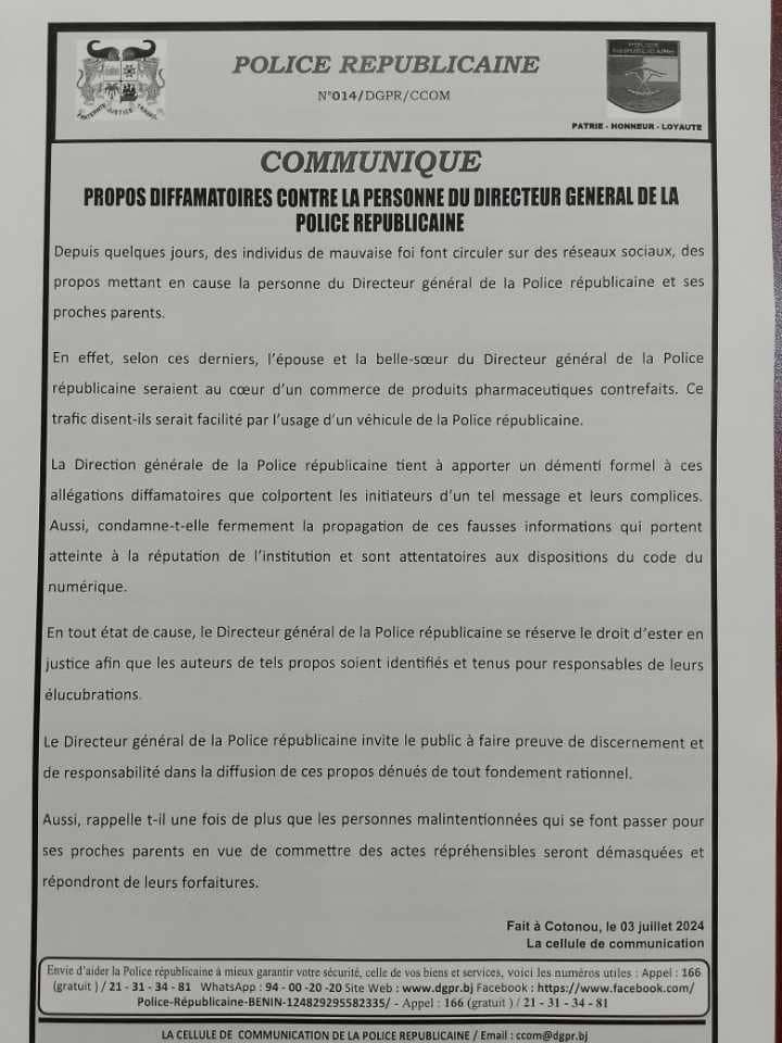 Scandale autour de l’arrestation présumée de proches du Dgpr